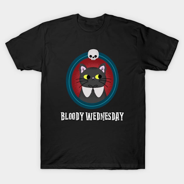 Bloody Wednesday Black Cat T-Shirt by Kataclysma